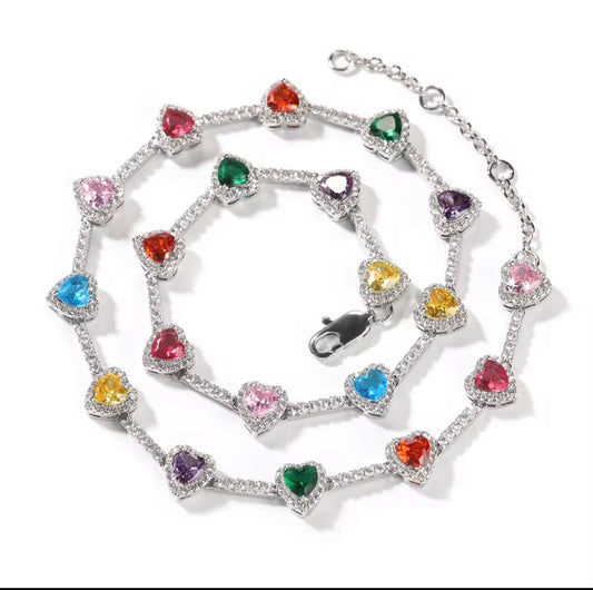 Colorful hearts necklace