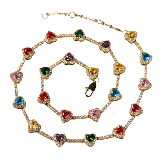 Colorful hearts necklace